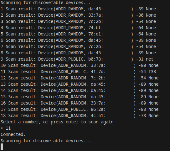 Connecting to a device