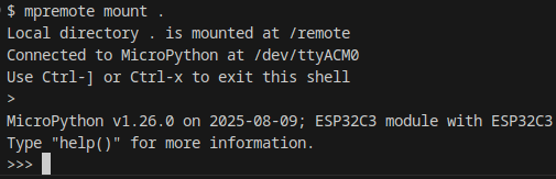 Mounting a local directory with the mpremote mount command